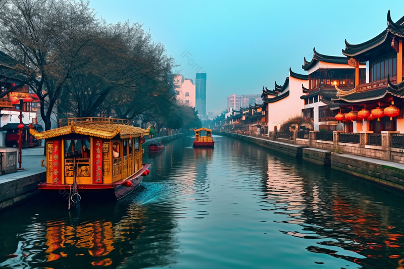 古建筑南京夫子庙秦淮河畔景色,高清,摄影图,摄影图片,图片大全,摄影图免费下载